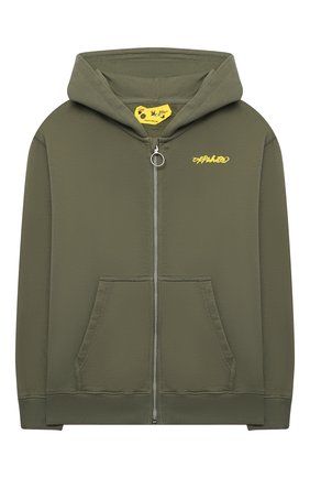 Детский хлопковая толстовка OFF-WHITE хаки цвета по цене 25400 руб., арт. 0GBE001F21FLE004 | Фото 1 Детский хлопковая толстовка OFF-WHITE хаки цвета, арт. 0GBE001F21FLE004 | Фото 1 (Рукава: Длинные; Материал внешний: Хлопок; Девочки Кросс-КТ: Толстовка-одежда; Ростовка одежда: 10 - 11 лет | 140 - 146см, 12 лет | 152 см, 4 года | 104 см, 6 лет | 116 см, 8 лет | 128 см)