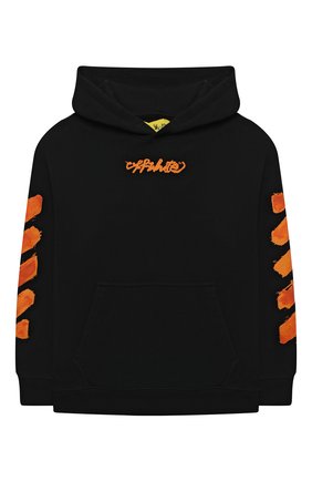 Детский хлопковое худи OFF-WHITE черного цвета по цене 23350 руб., арт. 0GBB002F21FLE004 | Фото 1 Детский хлопковое худи OFF-WHITE черного цвета, арт. 0GBB002F21FLE004 | Фото 1 (Материал внешний: Хлопок; Рукава: Длинные; Девочки Кросс-КТ: Толстовка-одежда; Ростовка одежда: 10 - 11 лет | 140 - 146см, 4 года | 104 см, 6 лет | 116 см, 8 лет | 128 см)