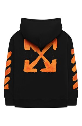 Детский хлопковое худи OFF-WHITE черного цвета по цене 23350 руб., арт. 0GBB002F21FLE004 | Фото 2 Детский хлопковое худи OFF-WHITE черного цвета, арт. 0GBB002F21FLE004 | Фото 2 (Материал внешний: Хлопок; Рукава: Длинные; Девочки Кросс-КТ: Толстовка-одежда; Ростовка одежда: 10 - 11 лет | 140 - 146см, 4 года | 104 см, 6 лет | 116 см, 8 лет | 128 см)