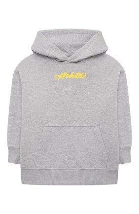 Детский хлопковое худи OFF-WHITE серого цвета по цене 21300 руб., арт. 0BBB001F21FLE003 | Фото 1 Детский хлопковое худи OFF-WHITE серого цвета, арт. 0BBB001F21FLE003 | Фото 1 (Материал внешний: Хлопок; Мальчики Кросс-КТ: Толстовка-одежда; Рукава: Длинные; Ростовка одежда: 10 - 11 лет | 140 - 146см, 12 лет | 152 см, 4 года | 104 см, 6 лет | 116 см, 8 лет | 128 см)