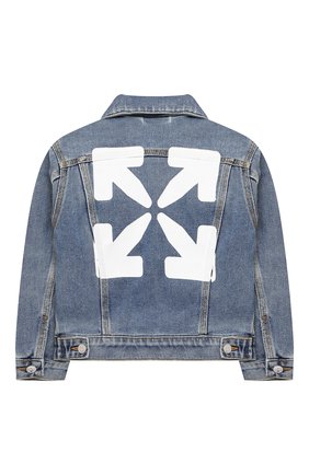 Детского джинсовая куртка OFF-WHITE голубого цвета по цене 42100 руб., арт. 0BYE001F21DEN001 | Фото 2 Детского джинсовая куртка OFF-WHITE голубого цвета, арт. 0BYE001F21DEN001 | Фото 2 (Материал внешний: Хлопок; Рукава: Длинные; Кросс-КТ: Деним, Сезон: демисезон; Ростовка одежда: 10 - 11 лет | 140 - 146см, 12 лет | 152 см, 4 года | 104 см, 6 лет | 116 см, 8 лет | 128 см)