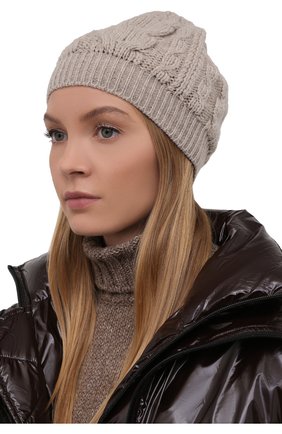 Женская кашемировая шапка RALPH LAUREN серого цвета, арт. 290867661 | Фото 2 (Материал: Шерсть, Кашемир, Текстиль)