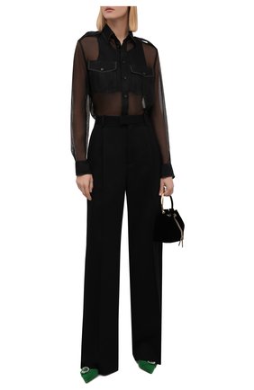 Женская шелковая рубашка RALPH LAUREN черного цвета по цене 149000 руб., арт. 290845654 | Фото 2 Женская шелковая рубашка RALPH LAUREN черного цвета, арт. 290845654 | Фото 2 (Материал внешний: Шелк; Рукава: Длинные; Длина (для топов): Стандартные; Женское Кросс-КТ: Рубашка-одежда; Принт: Без принта; Стили: Романтичный)