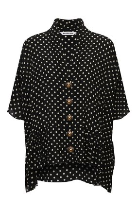 Женская шелковая блузка BALENCIAGA черного цвета по цене 105500 руб., арт. 675417/TLLH8 | Фото 1 Женская шелковая блузка BALENCIAGA черного цвета, арт. 675417/TLLH8 | Фото 1 (Материал внешний: Шелк; Рукава: 3/4; Длина (для топов): Стандартные; Женское Кросс-КТ: Блуза-одежда; Принт: С принтом; Стили: Романтичный)