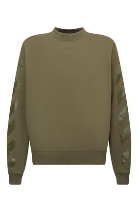 Мужской хлопковый свитшот OFF-WHITE хаки цвета по цене 43150 руб., арт. 0MBA054F21FLE007 | Фото 1 Мужской хлопковый свитшот OFF-WHITE хаки цвета, арт. 0MBA054F21FLE007 | Фото 1 (Материал внешний: Хлопок; Мужское Кросс-КТ: свитшот-одежда; Стили: Спорт-шик; Принт: С принтом; Длина (для топов): Стандартные; Рукава: Длинные)