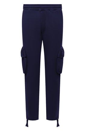 Мужские хлопковые брюки-карго OFF-WHITE темно-синего цвета, арт. 0MCH036F21FLE004 | Фото 1 (Материал внешний: Хлопок; Силуэт М (брюки): Карго; Стили: Спорт-шик; Длина (брюки, джинсы): Стандартные)