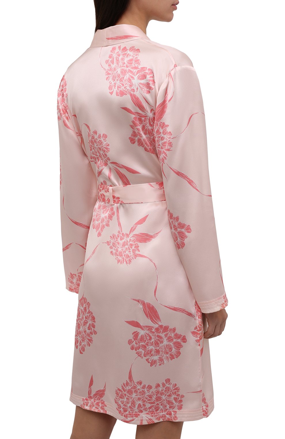 Женский шелковый халат LA PERLA розового цвета, арт. 0020293/C1 | Фото 4 (Материал внешний: Шелк)