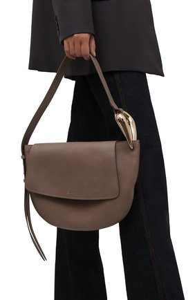 Женская сумка kiss CHLOÉ серого цвета, арт. CHC21US352E48 | Фото 2 (Материал: Натуральная кожа; Сумки-технические: Сумки top-handle; Размер: medium)