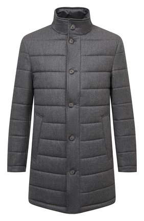 Мужская шерстяное утепленное пальто BOSS серого цвета по цене 67000 руб., арт. 50460081 | Фото 1 Мужская шерстяное утепленное пальто BOSS серого цвета, арт. 50460081 | Фото 1 (Материал внешний: Шерсть; Длина (верхняя одежда): До середины бедра; Рукава: Длинные; Кросс-КТ: Куртка; Мужское Кросс-КТ: пуховик-короткий; Стили: Кэжуэл)