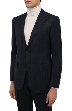 Мужской шерстяной костюм ERMENEGILDO ZEGNA темно-синего цвета по цене 299500 руб., арт. 222549/221225 | Фото 2 Мужской шерстяной костюм ERMENEGILDO ZEGNA темно-синего цвета, арт. 222549/221225 | Фото 2 (Рукава: Длинные; Материал внешний: Шерсть; Материал подклада: Купро; Костюмы М: Однобортный; Стили: Кэжуэл)