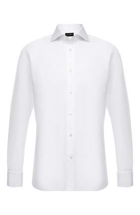 Мужская хлопковая сорочка ERMENEGILDO ZEGNA белого цвета по цене 33950 руб., арт. 203901/9MS4BA | Фото 1 Мужская хлопковая сорочка ERMENEGILDO ZEGNA белого цвета, арт. 203901/9MS4BA | Фото 1 (Материал внешний: Хлопок; Длина (для топов): Стандартные; Рукава: Длинные; Случай: Формальный; Воротник: Акула; Манжеты: Под запонки; Принт: Однотонные; Стили: Классический; Рубашки М: Regular Fit)