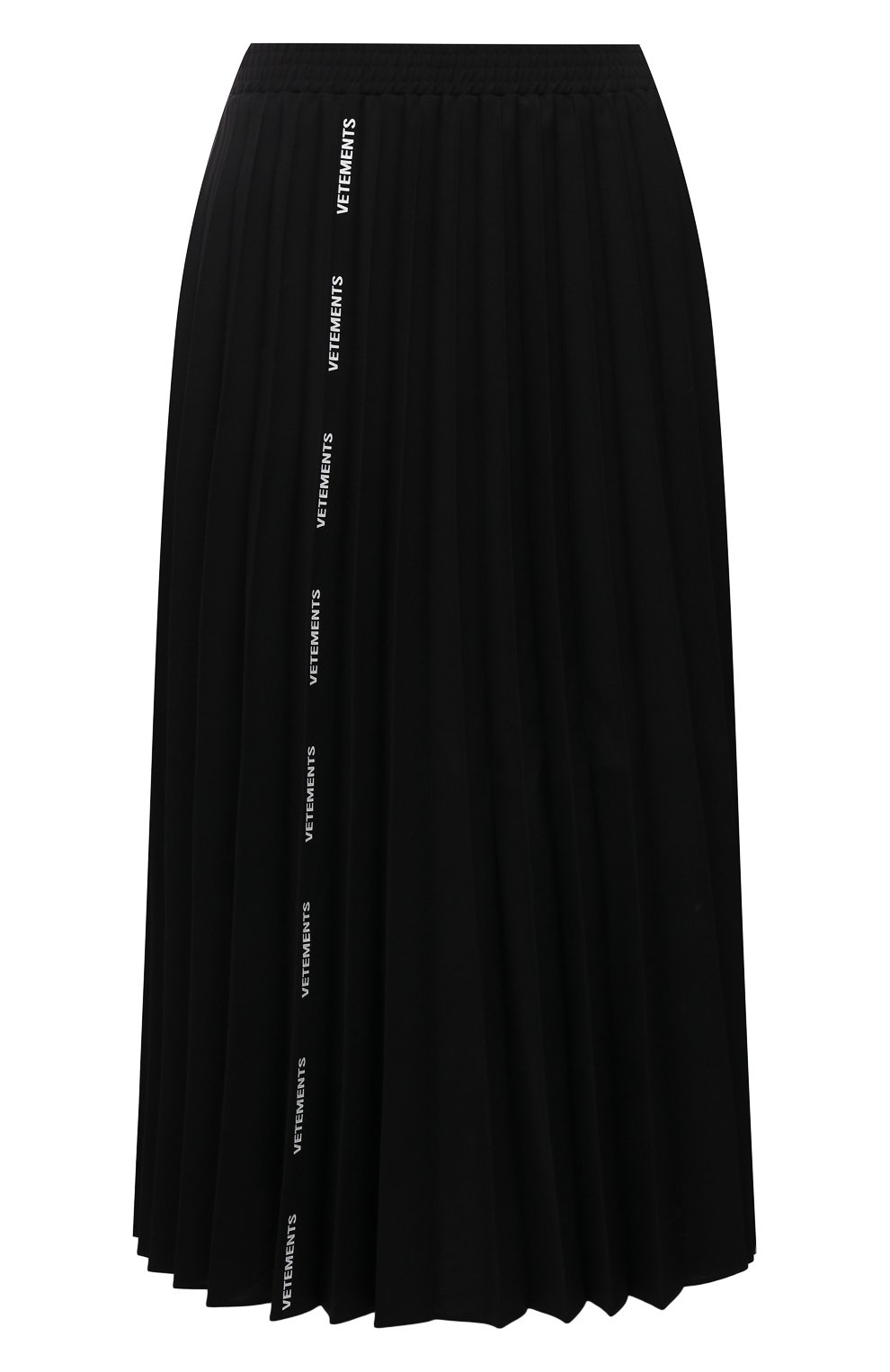 Женская плиссированная юбка VETEMENTS черного цвета, арт. WA52SK200B 1314/BLACK | Фото 1 (Материал внешний: Шерсть, Синтетический материал; Женское Кросс-КТ: юбка-плиссе, Юбка-одежда; Длина Ж (юбки, платья, шорты): Миди; Стили: Кэжуэл)