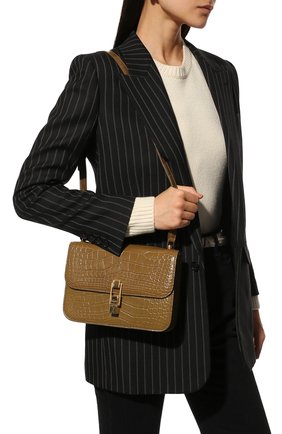 Женская сумка carre из кожи аллигатора SAINT LAURENT темно-бежевого цвета по цене 1305000 руб., арт. 633214/E5V0K/AMIS | Фото 2 Женская сумка carre из кожи аллигатора SAINT LAURENT темно-бежевого цвета, арт. 633214/E5V0K/AMIS | Фото 2 (Размер: small; Сумки-технические: Сумки через плечо; Материал: Экзотическая кожа)