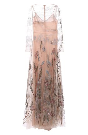 Женское платье VALENTINO бежевого цвета по цене 2215000 руб., арт. WB3VDC801ED | Фото 1 Женское платье VALENTINO бежевого цвета, арт. WB3VDC801ED | Фото 1 (Длина Ж (юбки, платья, шорты): Макси; Материал внешний: Синтетический материал; Рукава: Длинные; Материал подклада: Вискоза; Стили: Романтичный; Случай: Вечерний; Женское Кросс-КТ: Платье-одежда)