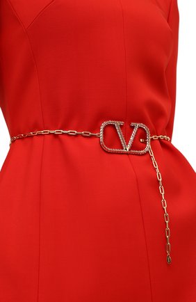 Женский пояс VALENTINO золотого цвета по цене 57250 руб., арт. WW2T0W54/DVD | Фото 2 Женский пояс VALENTINO золотого цвета, арт. WW2T0W54/DVD | Фото 2 (Кросс-КТ: Тонкие; Материал: Металл)