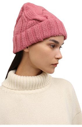 Женская кашемировая шапка courchevel LORO PIANA розового цвета, арт. FAI5490 | Фото 2 (Материал: Шерсть, Кашемир, Текстиль)