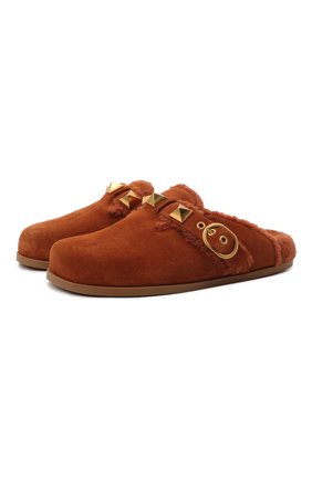 Женские замшевые сабо roman stud VALENTINO коричневого цвета по цене 59950 руб., арт. WW2S0CX8/FQT | Фото 1 Женские замшевые сабо roman stud VALENTINO коричневого цвета, арт. WW2S0CX8/FQT | Фото 1 (Материал внутренний: Текстиль; Подошва: Платформа; Каблук высота: Без каблука; Материал внешний: Замша; Каблук тип: Устойчивый)