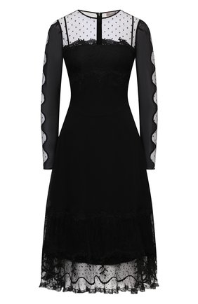 Женское шелковое платье REDVALENTINO черного цвета по цене 75650 руб., арт. WR0VA20K/665 | Фото 1 Женское шелковое платье REDVALENTINO черного цвета, арт. WR0VA20K/665 | Фото 1 (Материал подклада: Синтетический материал; Рукава: Длинные; Материал внешний: Шелк; Стили: Романтичный; Случай: Формальный; Женское Кросс-КТ: Платье-одежда, платье-футляр; Длина Ж (юбки, платья, шорты): До колена)
