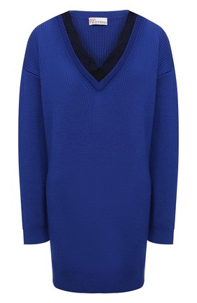 Женский шерстяной свитер REDVALENTINO синего цвета по цене 49950 руб., арт. WR0KC09V/672 | Фото 1 Женский шерстяной свитер REDVALENTINO синего цвета, арт. WR0KC09V/672 | Фото 1 (Рукава: Длинные; Длина (для топов): Удлиненные; Материал внешний: Шерсть; Стили: Кэжуэл; Женское Кросс-КТ: Свитер-одежда)