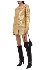 Женская шерстяная юбка VALENTINO золотого цвета, арт. WB0KG02J6QB | Фото 2 (Материал внешний: Шерсть; Стили: Гламурный; Длина Ж (юбки, платья, шорты): Мини; Женское Кросс-КТ: Юбка-одежда)