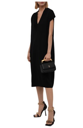 Женское шерстяное платье DRIES VAN NOTEN черного цвета по цене 48300 руб., арт. 212-011212-3700 | Фото 2 Женское шерстяное платье DRIES VAN NOTEN черного цвета, арт. 212-011212-3700 | Фото 2 (Рукава: Короткие; Материал внешний: Шерсть; Стили: Минимализм; Случай: Повседневный; Женское Кросс-КТ: Платье-одежда; Кросс-КТ: Трикотаж; Длина Ж (юбки, платья, шорты): До колена)