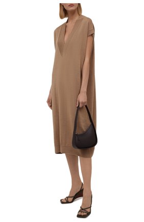 Женское шерстяное платье DRIES VAN NOTEN бежевого цвета по цене 48300 руб., арт. 212-011212-3700 | Фото 2 Женское шерстяное платье DRIES VAN NOTEN бежевого цвета, арт. 212-011212-3700 | Фото 2 (Материал внешний: Шерсть; Рукава: Короткие; Стили: Минимализм; Случай: Повседневный; Женское Кросс-КТ: Платье-одежда; Кросс-КТ: Трикотаж; Длина Ж (юбки, платья, шорты): До колена)
