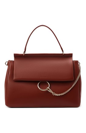 Женская сумка faye CHLOÉ коричневого цвета, арт. CHC21AS411F16 | Фото 1 (Ремень/цепочка: На ремешке; Материал: Натуральная кожа; Размер: large; Сумки-технические: Сумки top-handle)