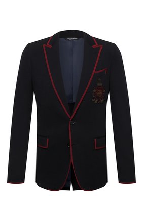 Мужской шерстяной пиджак DOLCE & GABBANA темно-синего цвета по цене 186500 руб., арт. G2PV0Z/HU7DW | Фото 1 Мужской шерстяной пиджак DOLCE & GABBANA темно-синего цвета, арт. G2PV0Z/HU7DW | Фото 1 (Материал внешний: Шерсть; Рукава: Длинные; Материал подклада: Купро; Длина (для топов): Стандартные; 1-2-бортные: Однобортные; Пиджаки М: Приталенный; Случай: Коктейльный; Стили: Кэжуэл)
