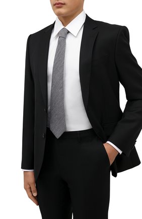 Мужской галстук из шерсти и шелка LUIGI BORRELLI серого цвета, арт. CR361132/L0NG | Фото 2 (Материал: Шерсть, Текстиль; Принт: Без принта)