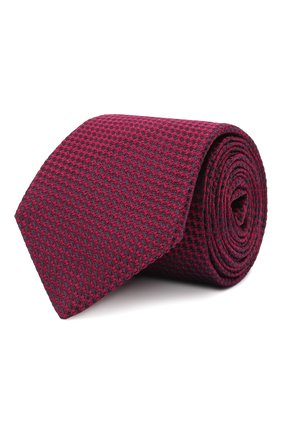 Мужской шелковый галстук LUIGI BORRELLI малинового цвета, арт. CR361170 | Фото 1 (Материал: Шелк, Текстиль; Принт: С принтом)