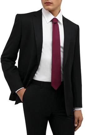 Мужской шелковый галстук LUIGI BORRELLI малинового цвета, арт. CR361170 | Фото 2 (Материал: Шелк, Текстиль; Принт: С принтом)