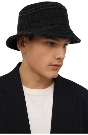 Мужская панама из шерсти и кашемира BURBERRY серого цвета по цене 37200 руб., арт. 8044077 | Фото 2 Мужская панама из шерсти и кашемира BURBERRY серого цвета, арт. 8044077 | Фото 2 (Материал: Шерсть)