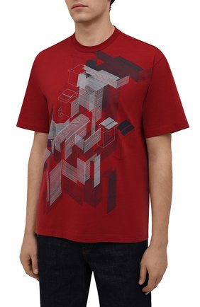 Мужская хлопковая футболка Z ZEGNA бордового цвета, арт. VY367/ZZ651N | Фото 3 (Рукава: Короткие; Длина (для топов): Стандартные; Принт: С принтом; Материал внешний: Хлопок; Стили: Кэжуэл)