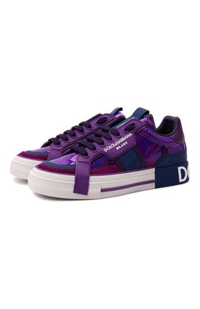 Женские комбинированные кеды custom 2.zero DOLCE & GABBANA фиолетового цвета по цене 69050 руб., арт. CK1863/A0737 | Фото 1 Женские комбинированные кеды custom 2.zero DOLCE & GABBANA фиолетового цвета, арт. CK1863/A0737 | Фото 1 (Подошва: Платформа; Материал внутренний: Натуральная кожа)