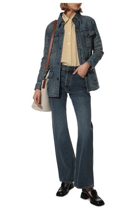 Женская джинсовая куртка SAINT LAURENT голубого цвета по цене 94950 руб., арт. 659616/Y863C | Фото 2 Женская джинсовая куртка SAINT LAURENT голубого цвета, арт. 659616/Y863C | Фото 2 (Материал внешний: Хлопок; Длина (верхняя одежда): Короткие; Рукава: Длинные; Стили: Кэжуэл; Кросс-КТ: Деним, Куртка)