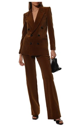 Женский вельветовый жакет SAINT LAURENT коричневого цвета по цене 238500 руб., арт. 660934/Y107T | Фото 2 Женский вельветовый жакет SAINT LAURENT коричневого цвета, арт. 660934/Y107T | Фото 2 (Рукава: Длинные; Материал внешний: Хлопок; Длина (для топов): Удлиненные; Материал подклада: Шелк; Стили: Гламурный; Случай: Повседневный; Женское Кросс-КТ: Жакет-одежда; 1-2-бортные: Двубортные)