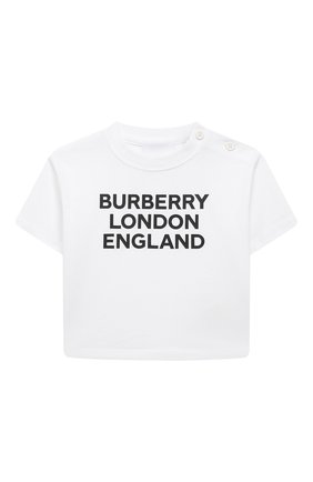 Детский хлопковая футболка BURBERRY белого цвета по цене 9000 руб., арт. 8028819 | Фото 1 Детский хлопковая футболка BURBERRY белого цвета, арт. 8028819 | Фото 1 (Материал внешний: Хлопок; Рукава: Короткие; Ростовка одежда: 12 мес | 80 см, 18 мес | 86 см, 24 мес | 92 см, 6 мес | 68 см)