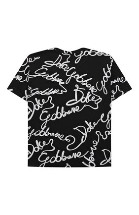 Детская хлопковая футболка DOLCE & GABBANA черно-белого цвета по цене 18350 руб., арт. L4JTDM/G7A9X/8-14 | Фото 2 Детская хлопковая футболка DOLCE & GABBANA черно-белого цвета, арт. L4JTDM/G7A9X/8-14 | Фото 2 (Рукава: Короткие; Материал внешний: Хлопок; Ростовка одежда: 10 - 11 лет | 140 - 146см, 12 лет | 152 см, 8 лет | 128 см)