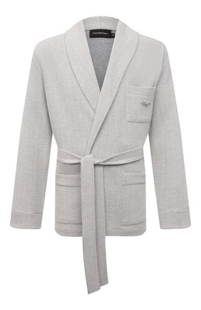 Мужской халат из хлопка и шерсти ERMENEGILDO ZEGNA серого цвета по цене 87550 руб., арт. N6H651230 | Фото 1 Мужской халат из хлопка и шерсти ERMENEGILDO ZEGNA серого цвета, арт. N6H651230 | Фото 1 (Материал внешний: Шерсть, Хлопок; Кросс-КТ: домашняя одежда; Рукава: Длинные; Длина (верхняя одежда): Короткие)
