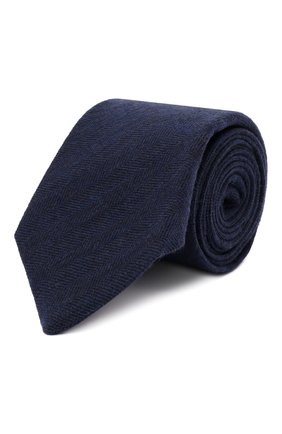 Мужской галстук из шерсти и шелка LUIGI BORRELLI темно-синего цвета, арт. CR361132/L0NG | Фото 1 (Материал: Текстиль, Шерсть; Принт: Без принта)
