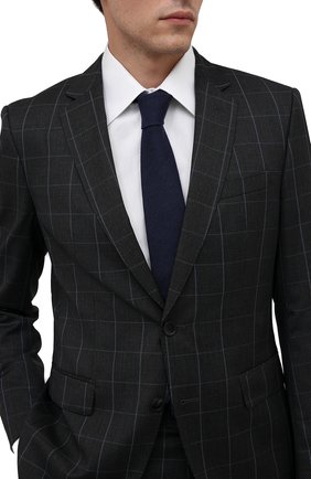 Мужской галстук из шерсти и шелка LUIGI BORRELLI темно-синего цвета, арт. CR361132/L0NG | Фото 2 (Материал: Шерсть, Текстиль; Принт: Без принта)