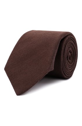 Мужской галстук из шерсти и шелка LUIGI BORRELLI коричневого цвета, арт. CR361132/L0NG | Фото 1 (Материал: Шерсть, Текстиль; Принт: Без принта)