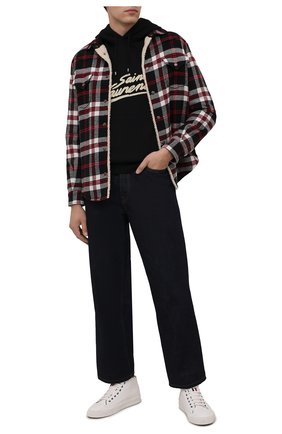 Мужская утепленная рубашка SAINT LAURENT черного цвета по цене 75850 руб., арт. 668224/Y28VA | Фото 2 Мужская утепленная рубашка SAINT LAURENT черного цвета, арт. 668224/Y28VA | Фото 2 (Материал внешний: Хлопок; Материал подклада: Синтетический материал; Рукава: Длинные; Длина (для топов): Стандартные; Случай: Повседневный; Принт: Клетка; Манжеты: На кнопках; Воротник: Кент; Стили: Гранж)