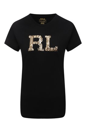 Женская хлопковая футболка POLO RALPH LAUREN черного цвета по цене 12850 руб., арт. 211846857 | Фото 1 Женская хлопковая футболка POLO RALPH LAUREN черного цвета, арт. 211846857 | Фото 1 (Рукава: Короткие; Длина (для топов): Стандартные; Материал внешний: Хлопок; Женское Кросс-КТ: Футболка-одежда; Принт: С принтом; Стили: Гламурный)