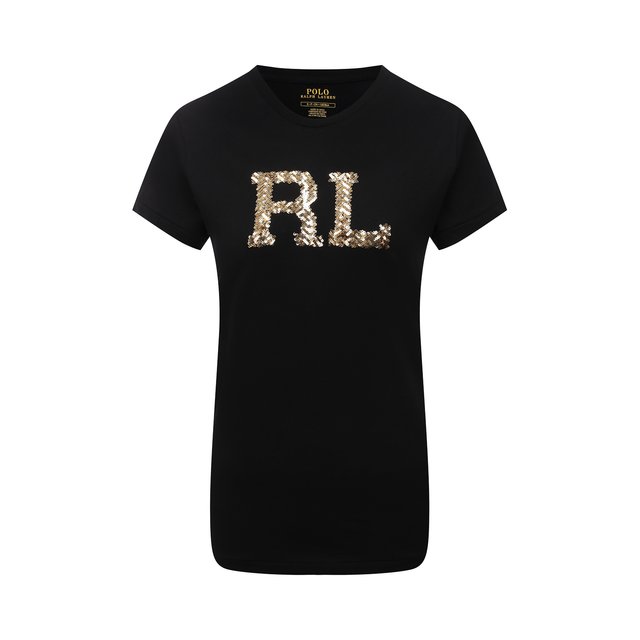 Хлопковая футболка Polo Ralph Lauren черного цвета