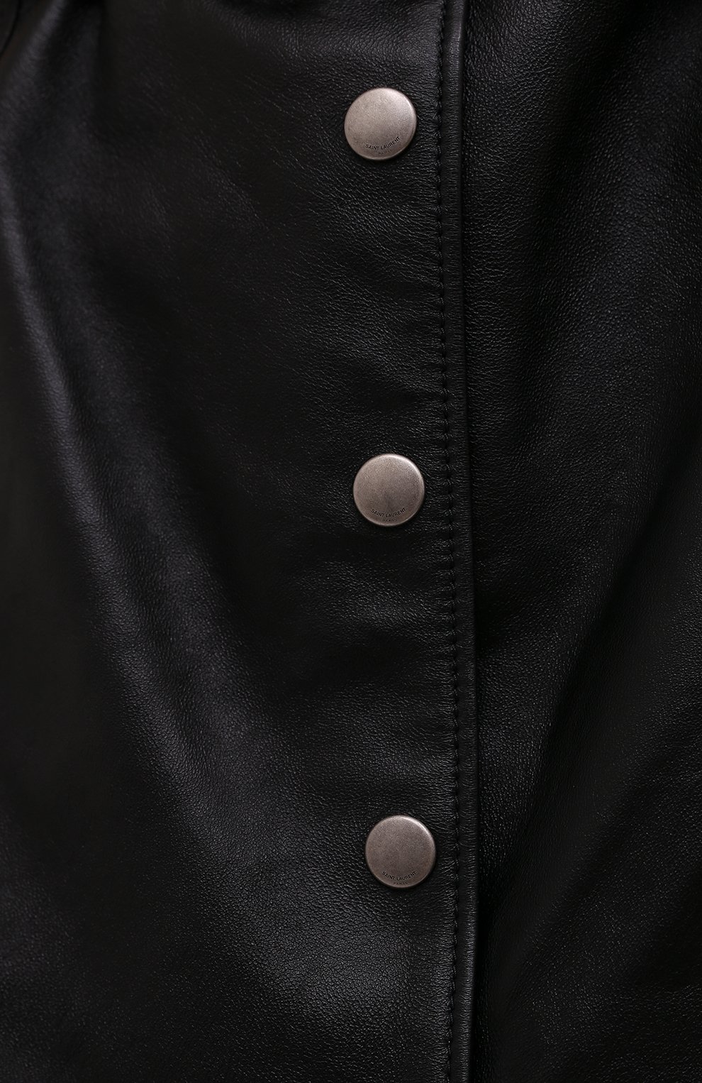 Женская кожаная юбка SAINT LAURENT черного цвета, арт. 664441/YCFC2 | Фото 5 (Длина Ж (юбки, платья, шорты): Мини; Стили: Гранж; Региональные ограничения белый список (Axapta Mercury): RU; Женское Кросс-КТ: Юбка-одежда; Материал внешний: Натуральная кожа; Материал подклада: Купро)