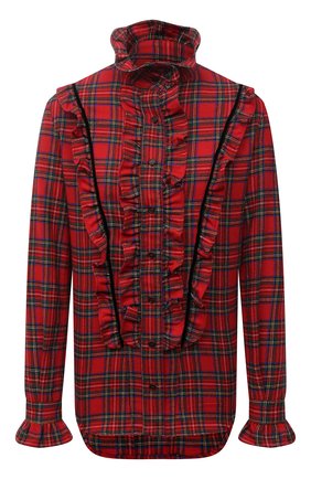 Женская шерстяная блузка SAINT LAURENT красного цвета по цене 72000 руб., арт. 665668/Y24JA | Фото 1 Женская шерстяная блузка SAINT LAURENT красного цвета, арт. 665668/Y24JA | Фото 1 (Рукава: Длинные; Длина (для топов): Стандартные; Материал внешний: Шерсть; Женское Кросс-КТ: Блуза-одежда; Принт: С принтом, Клетка; Стили: Гранж)