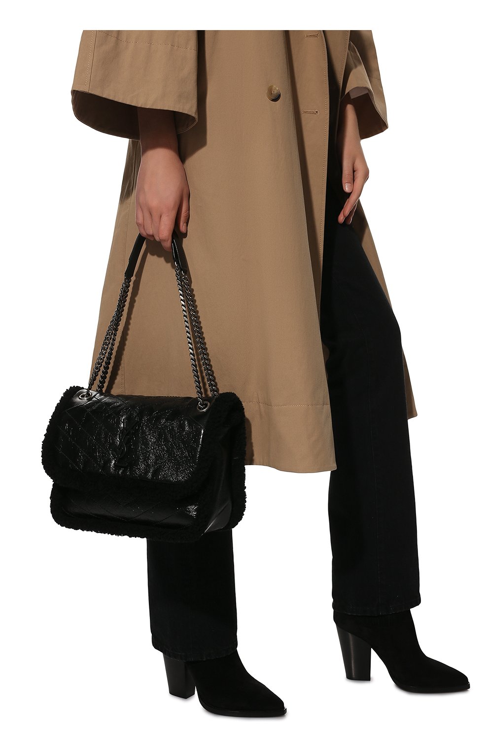 Женская сумка niki medium SAINT LAURENT черного цвета, арт. 633187/0EN9D | Фото 2 (Сумки-технические: Сумки через плечо; Размер: medium; Материал: Натуральная кожа)