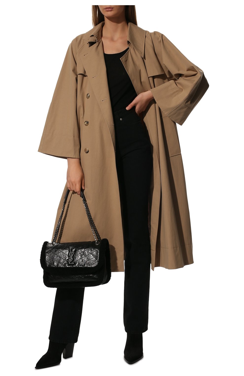 Женская сумка niki medium SAINT LAURENT черного цвета, арт. 633187/0EN9D | Фото 3 (Сумки-технические: Сумки через плечо; Размер: medium; Материал: Натуральная кожа)