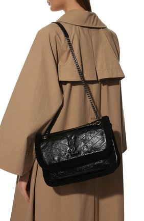 Женская сумка niki medium SAINT LAURENT черного цвета, арт. 633187/0EN9D | Фото 6 (Сумки-технические: Сумки через плечо; Размер: medium; Материал: Натуральная кожа)